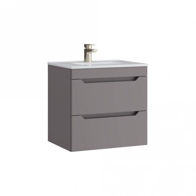 Kartell Urban 600mm Slate Grey 2 Drawer Wall Mounted Vanity Unit & Basin