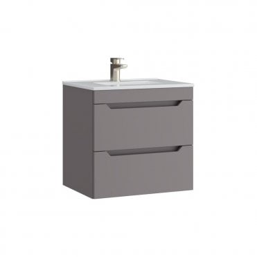Urban 600mm Slate Grey 2 Drawer Wall Mounted Vanity Unit & Basin