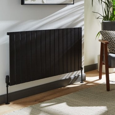 Victoria Black Horizontal Double Aluminium Flat Panel Radiator