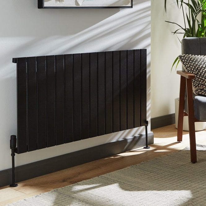 Kartell Victoria Black Horizontal Single Aluminium Flat Panel Radiator