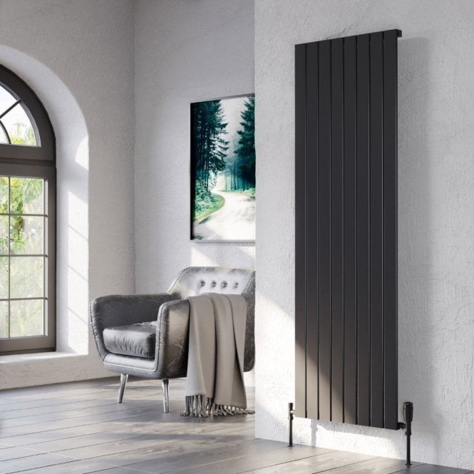 Kartell Victoria Black Vertical Single Aluminium Flat Panel Radiator