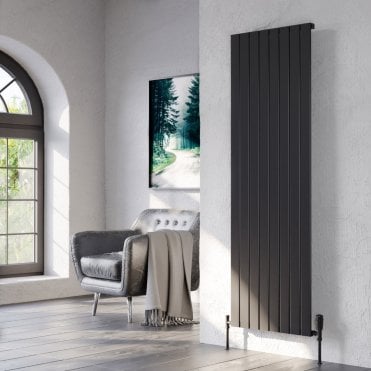 Victoria Black Vertical Single Aluminium Flat Panel Radiator