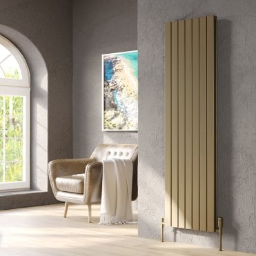 Victoria Brushed Bronze Vertical Single Aluminium Flat Panel Radiator
