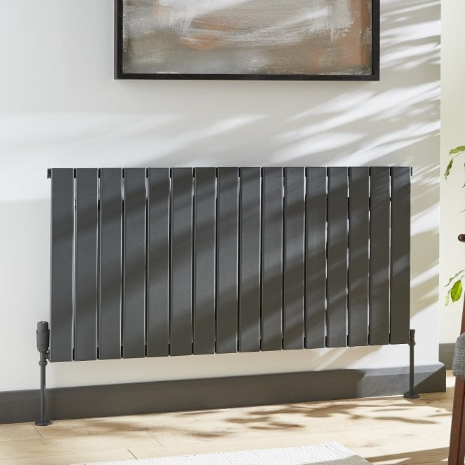 Kartell Victoria Grey Horizontal Single Aluminium Flat Panel Radiator