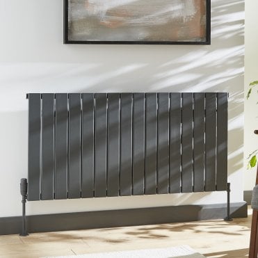 Victoria Grey Horizontal Single Aluminium Flat Panel Radiator
