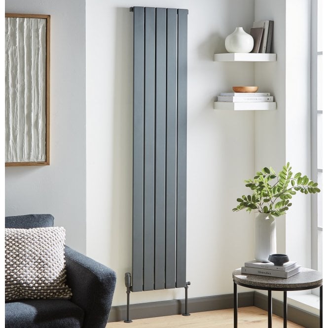 Kartell Victoria Grey Vertical Single Aluminium Flat Panel Radiator