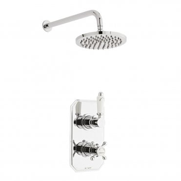 Viktory Chrome Concealed Thermostatic Shower Valve with Fixed Drencher Head