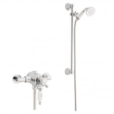 Viktory Chrome Exposed Thermostatic Shower Valve with Adjustable Slide Rail Kit