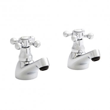 Viktory Pair Basin Pillar Taps Polished Chrome