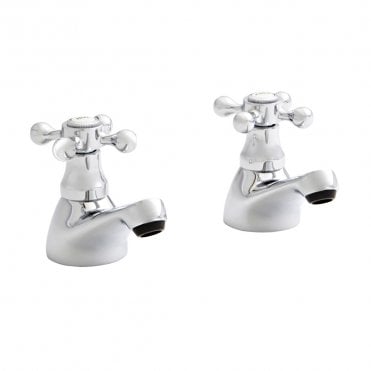 Viktory Pair Bath Pillar Taps Polished Chrome