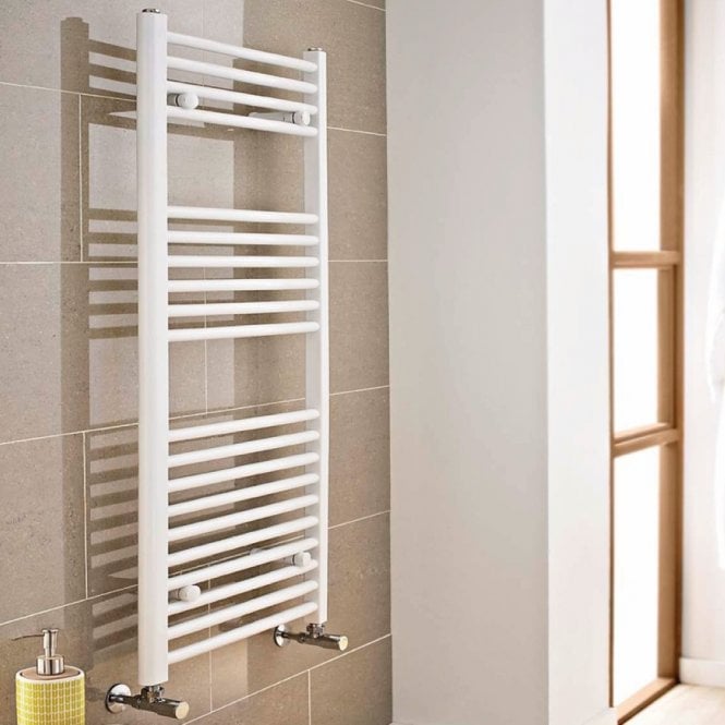 Kartell White Gloss 1200mm x 400mm Straight Heated Towel Rail