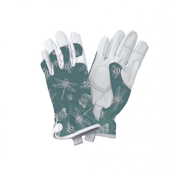 Kent & Stowe Teal Flutter Bugs Premium Leather Gloves