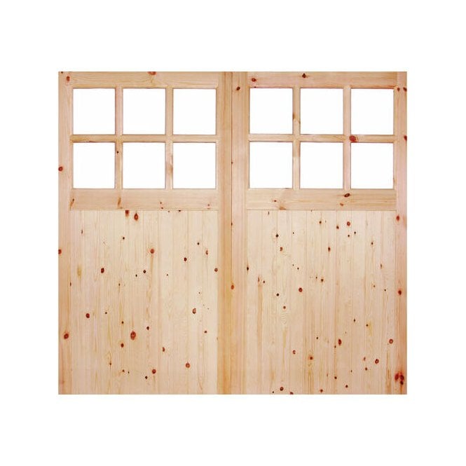 LPD Redwood Single Glazed Garage Door Pair
