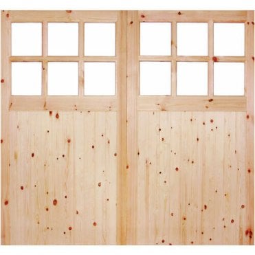 Redwood Single Glazed Garage Door Pair