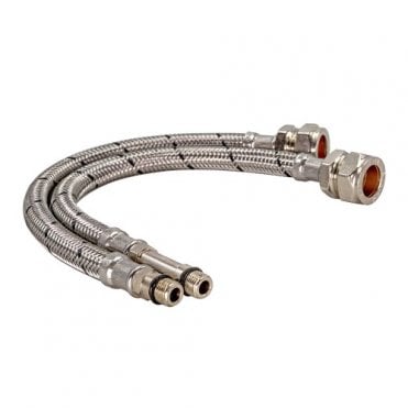 10mm x 1/2" Monobloc Flexible Hose Tap Connector 500mm (Pair)