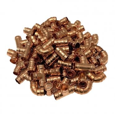 15mm & 22mm Copper Solder Ring Fittings Pack - 200 Mixed Fittings