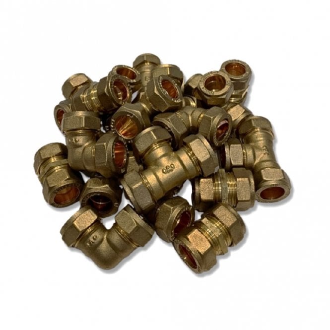 Masterflow 15mm Brass Compression Fittings Pack 20 Pieces