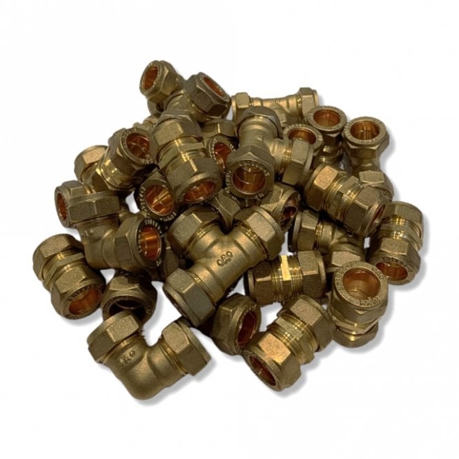 Masterflow 15mm Brass Compression Fittings Pack 30 Pieces