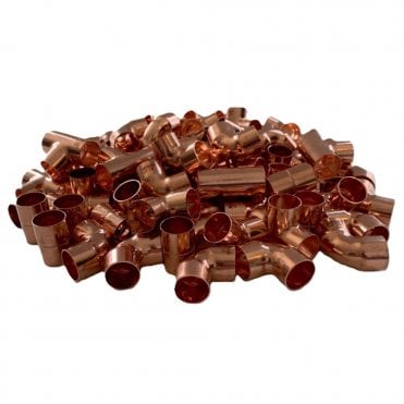 15mm Copper End Feed Fittings Pack - 100 Mixed Fittings