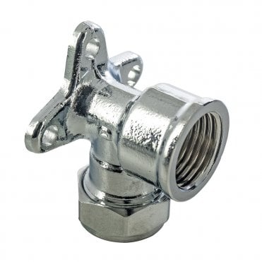 15mm x 1/2" Chrome Compression Wall Plate Elbow