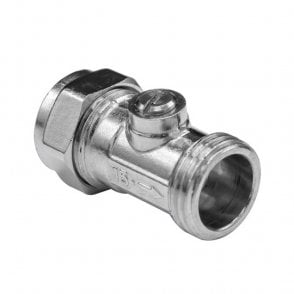 15mm x 1/2" Flat Faced Straight Male Isolating Valve Chrome