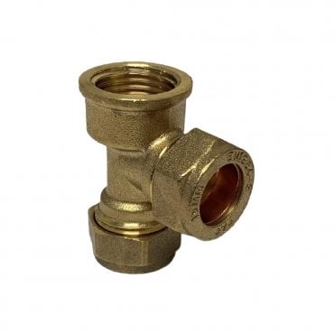 15mm x 1/2" x 15mm Brass Compression Female End Tee