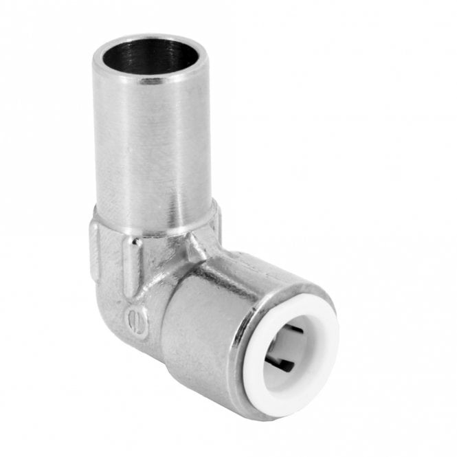 Masterflow 15mmx10mm Pushfit Radiator Valve Chrome Reducing Elbow Fitting - MRVPFE10