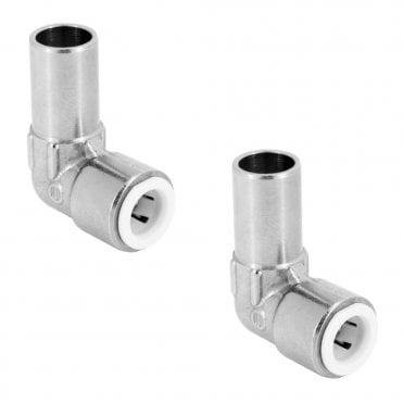 15mmx10mm Pushfit Radiator Valve Chrome Reducing Elbow Fitting (Pair) - MRVPFE10