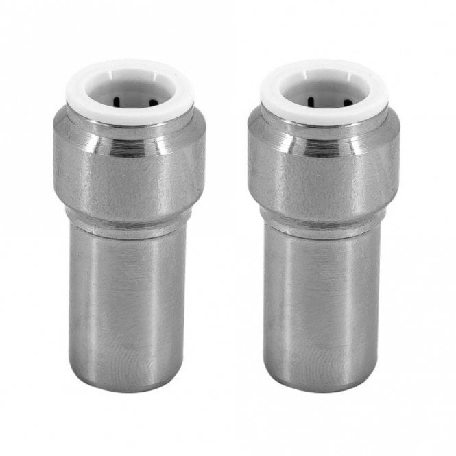 Masterflow 15mmx10mm Pushfit Radiator Valve Chrome Reducing Straight Fitting (Pair)