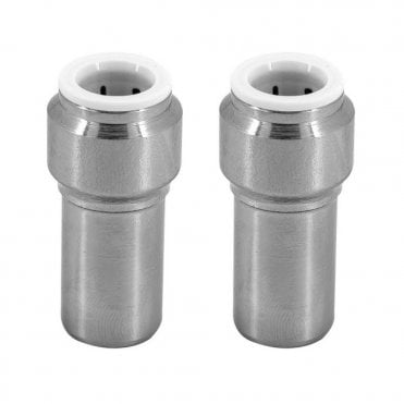 15mmx10mm Pushfit Radiator Valve Chrome Reducing Straight Fitting (Pair)