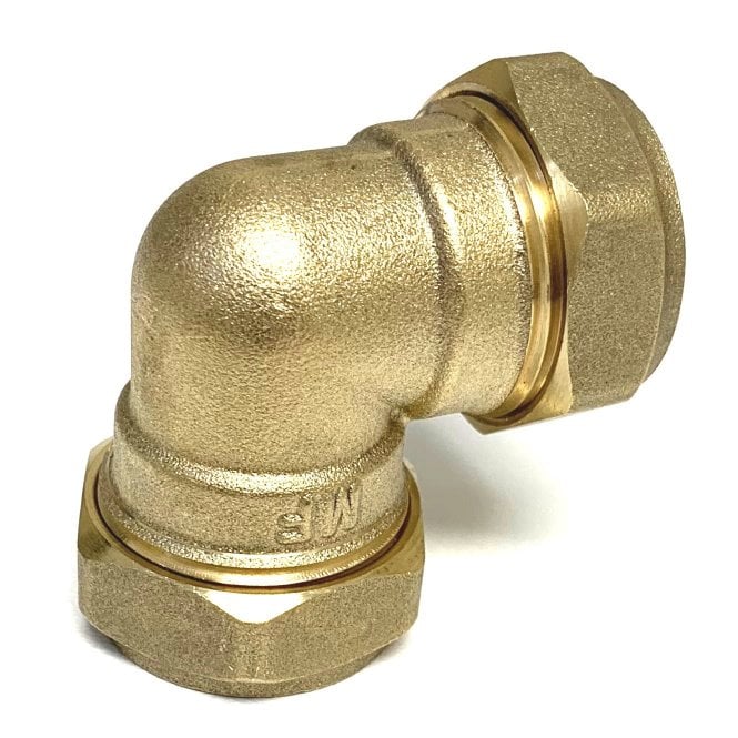 Masterflow 22mm Brass Compression Elbow 90° (2 Pack)