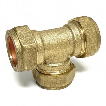 22mm Brass Compression Equal Tee (10 Pack)