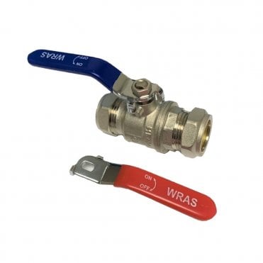 22mm Full Bore Lever Ball Valve Red/Blue Handle