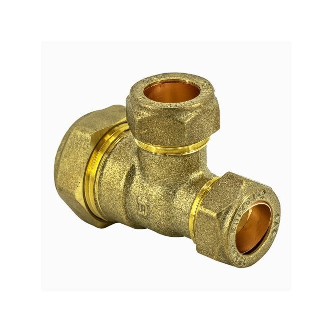 Masterflow 22mm x 15mm x 22mm Brass Compression Reducing Tee