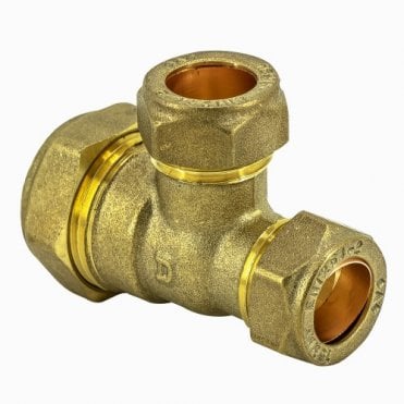 22mm x 15mm x 22mm Brass Compression Reducing Tee