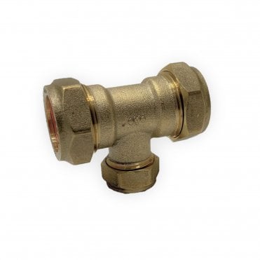 22mm x 22mm x 15mm Brass Compression Reducing Tee