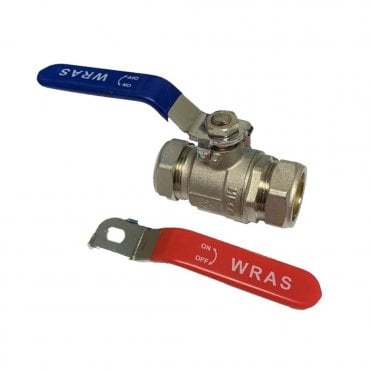 28mm Full Bore Lever Ball Valve Red/Blue Handle