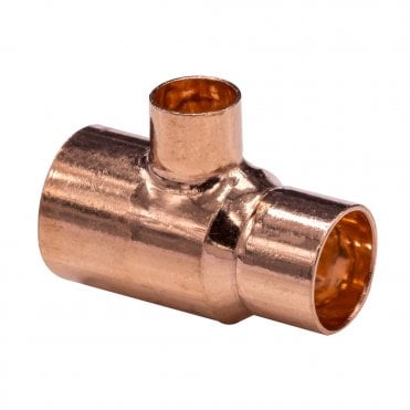 28mm x 22mm x 22mm Copper End Feed Reduced End/Branch Tee