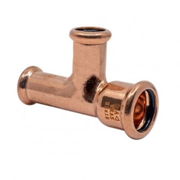 28mm x 22mm x 28mm Copper M Press Reduced End Tee - WATER