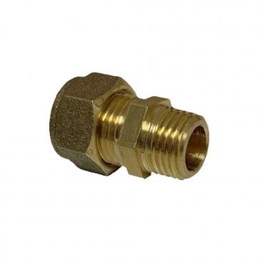 8mm x 1/4" Male Brass Compression Coupling