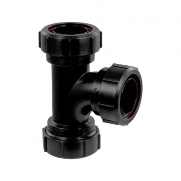 1 1/2" Black Multifit Waste Swept Tee - V1M-BL