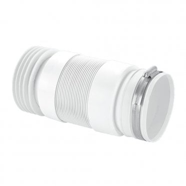 Flexible Back to Wall Straight WC Pan Connector with 4" PVC Hose Clip - WC-F21R