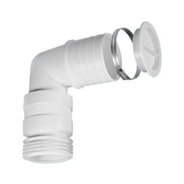 Flexible Pan Connector 90 Degree with 4" PVC Hose Clip - WC-CON8F18-BTW
