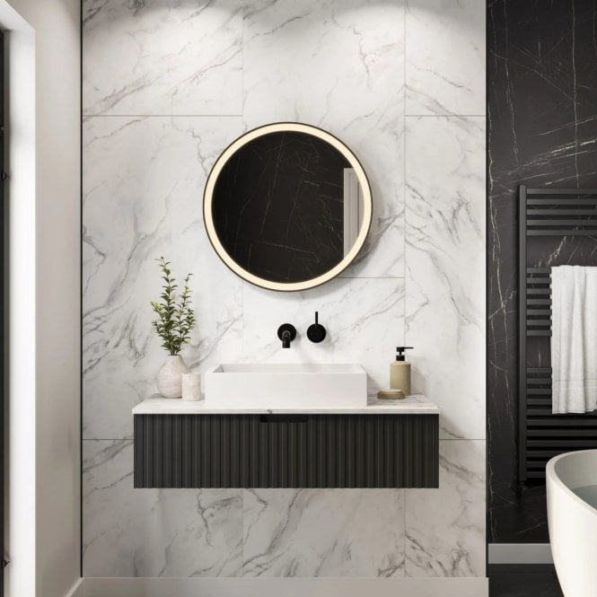 MultiPanel Crystal Marble 2400mm x 598mm XL Offset Tile Effect Shower Board