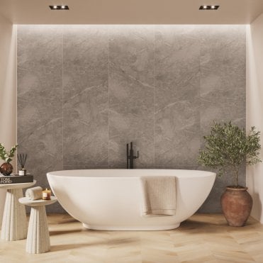 Valmasino Marble 2400mm x 598mm XL Offset Tile Effect Shower Board