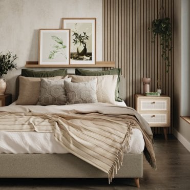 Beige Grey Lorenzo Oak Wood Slat Wall Panel 2400 x 598mm Hydro-Lock T&G