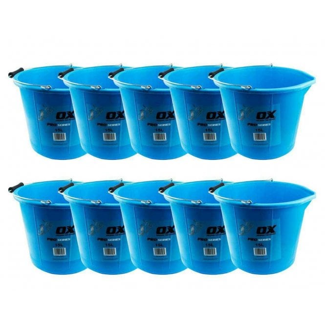OX Tools 10 x Ox-P112315 /10 Pro Tough15L Bucket Blue 10pk