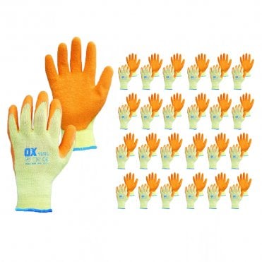 24x Size 10 xL Builders Latex Grip Work Gloves