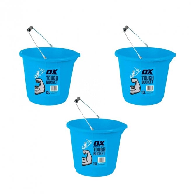 OX Tools 3x 15L Pro Tough Bucket