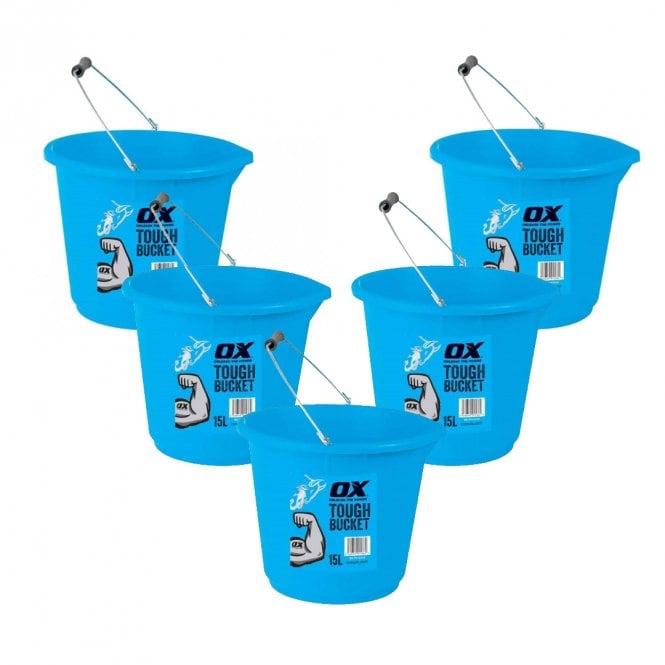 OX Tools 5x 15L Pro Tough Bucket